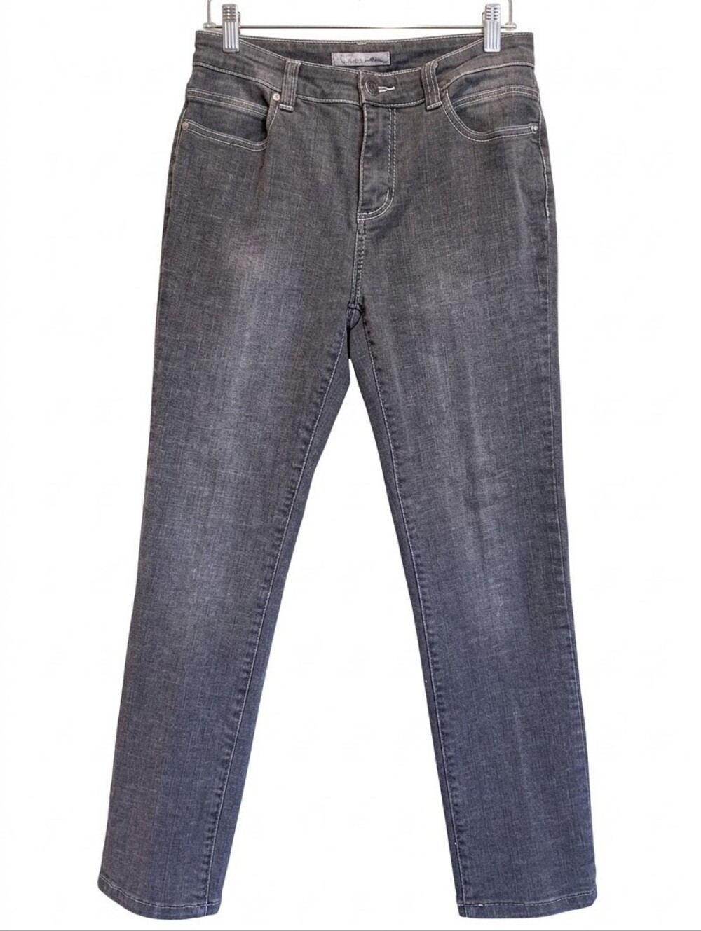 Vintage Chicos Platinum Callie Jeans Straight Leg Denim Grey Womens Size 4